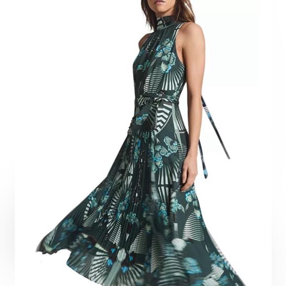 REISS Eddie Printed Floral Midi Spring Summer Boho Dress Size 10